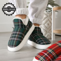 Valora Pofuduk  Ekoseli Ev Ayakkabısı